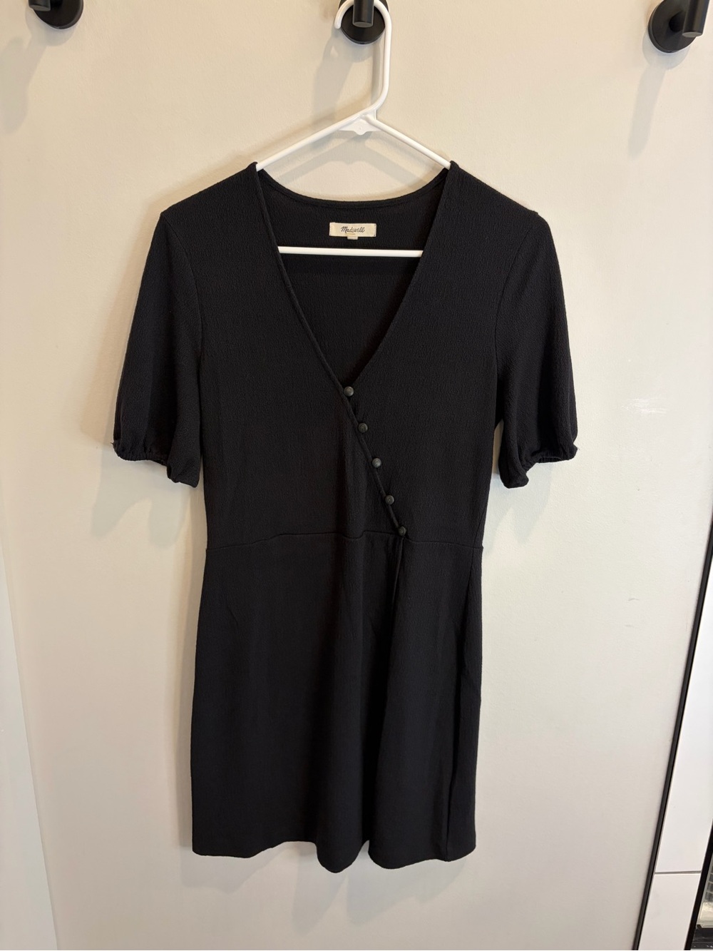 Madewell Black V-Neck Button Mini Dress